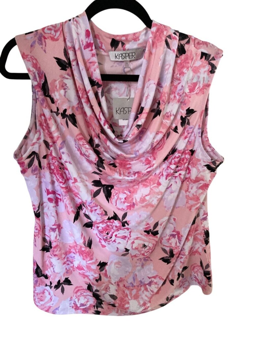 Kasper Women's Sleeveless Floral Cowl Neck Blouse PXL  NWT